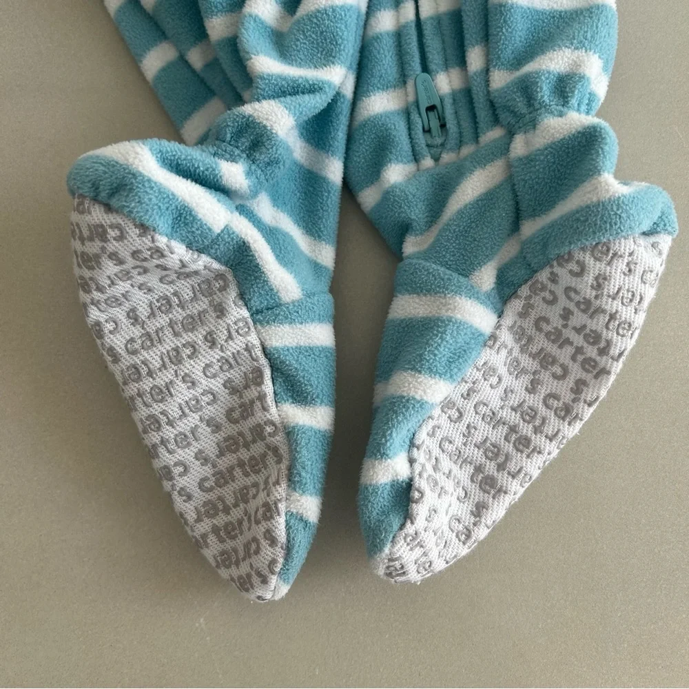 Carter's Teal Striped Dinosaur Footie - Picture 9 of 9